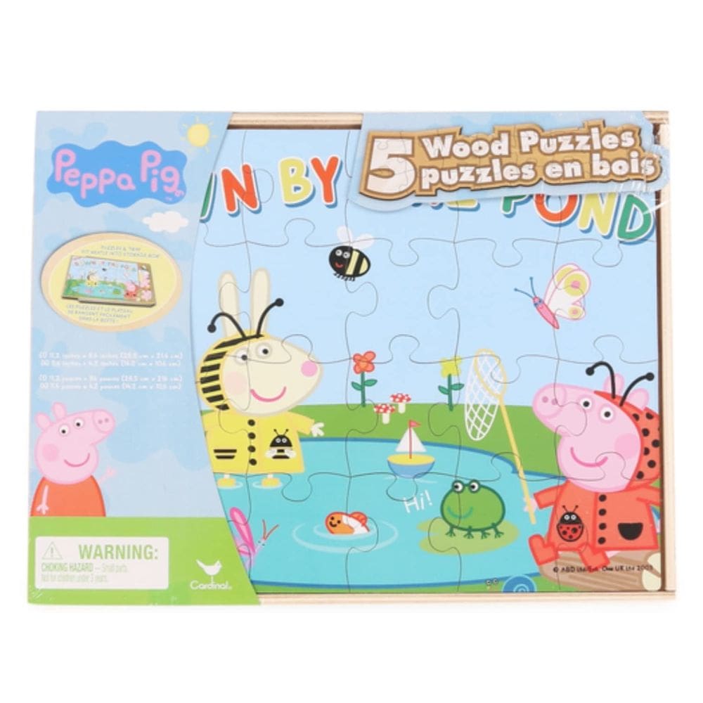 Conjunto de quebra-cabeças Spin Master 5 Pig Puzzles com caixa de armazenamento de madeira