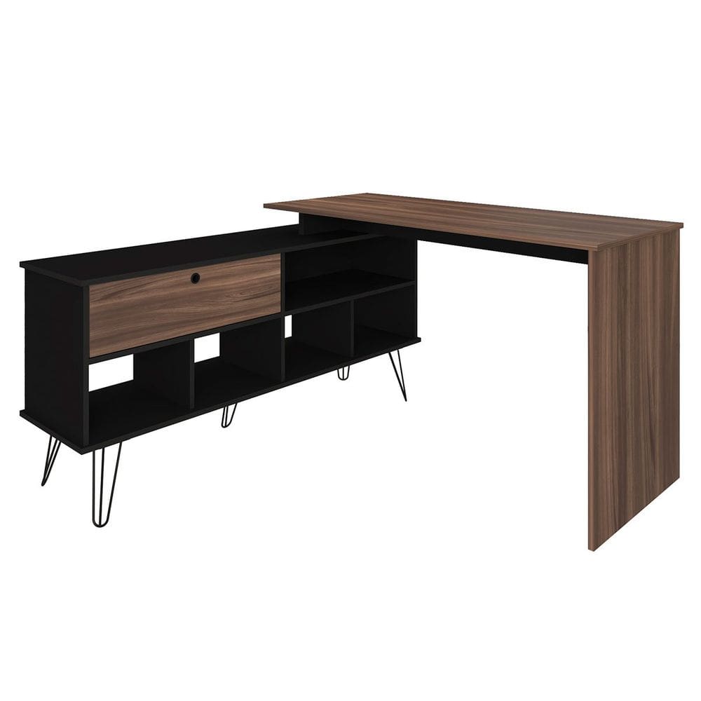 Mesa Escrivaninha em L com Porta e 6 Nichos Hawaii