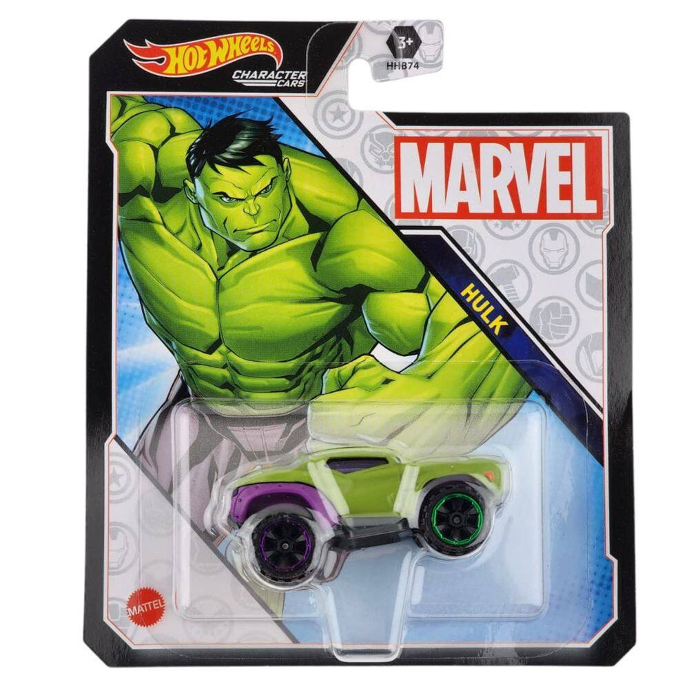Veículo de brinquedo Hot Wheels Character Cars Marvel Hulk Kids 3+