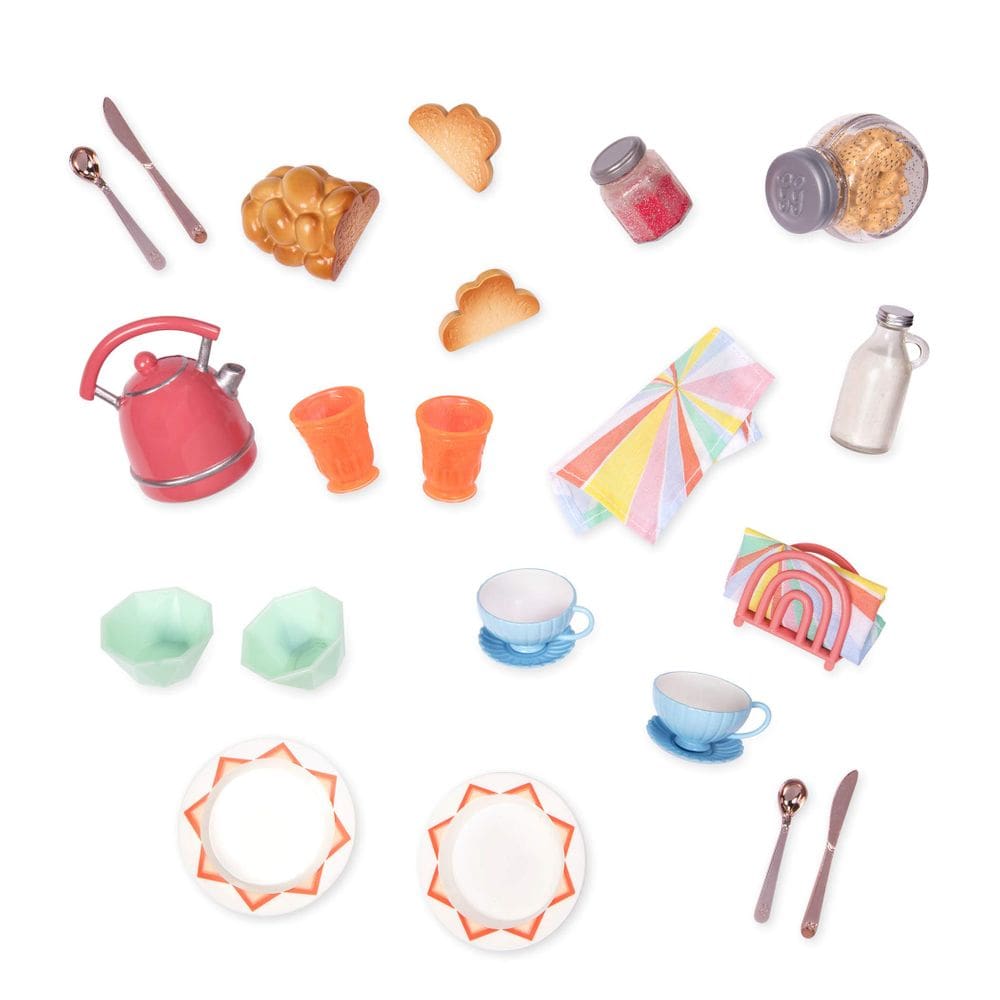 Conjunto de café da manhã para bonecas Glitter Girls de 14 polegadas com Play Food & Acc