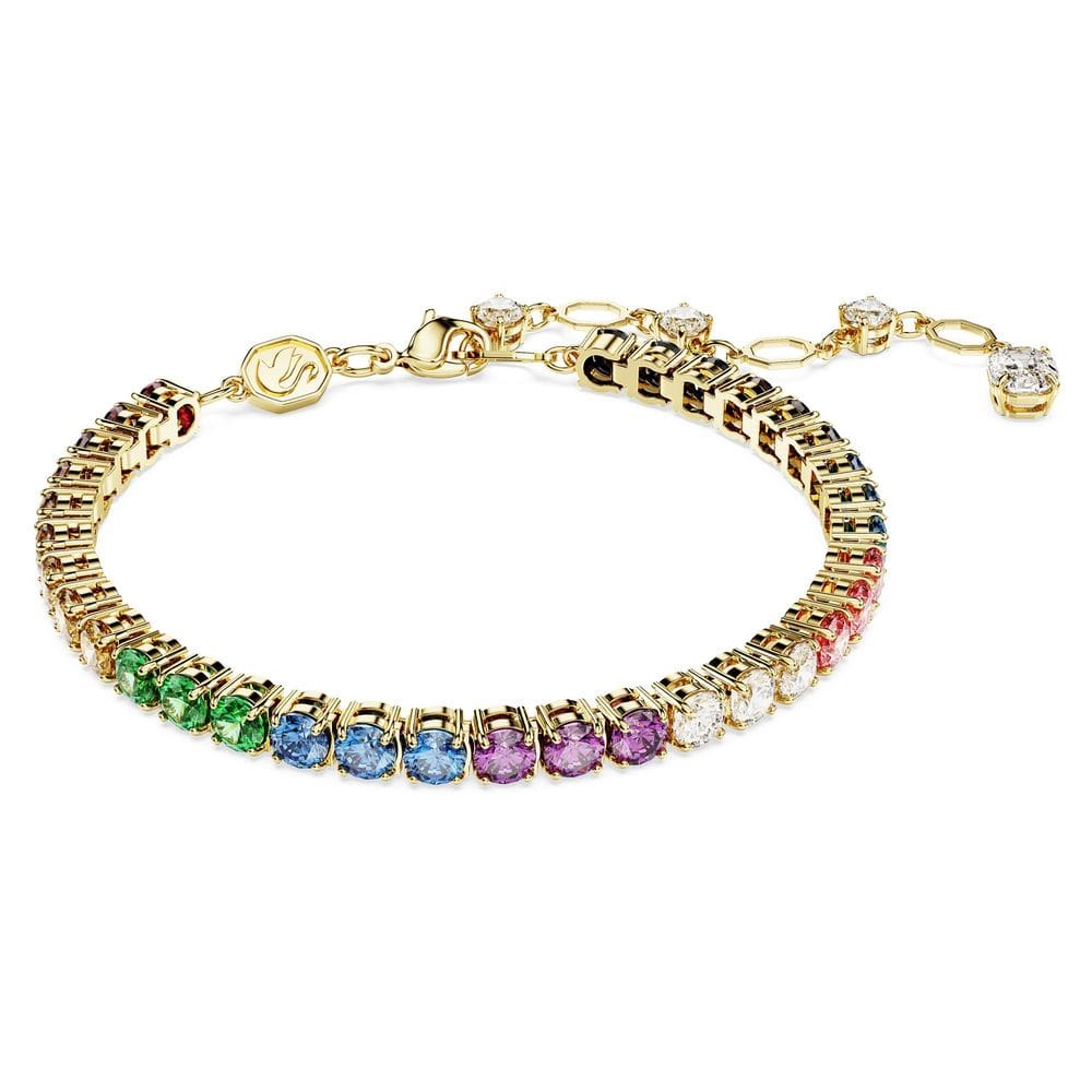 Pulseira Swarovski Matrix com acabamento dourado e multicolorida