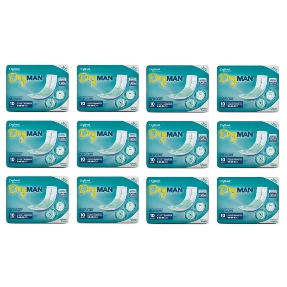 kit Absorvente Adulto Masculino Dry Man (12 Pacotes C/10 Un)
