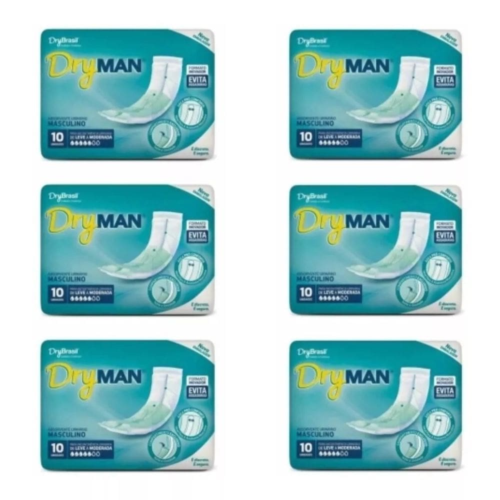 kit Absorvente Adulto Masculino Dry Man (6 Pacotes C/10 Un)