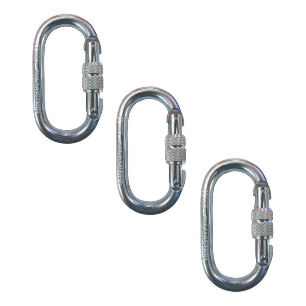 3 Mosquetão 25Kn Aço Oval Alpinismo Trabalho Altura Rapel