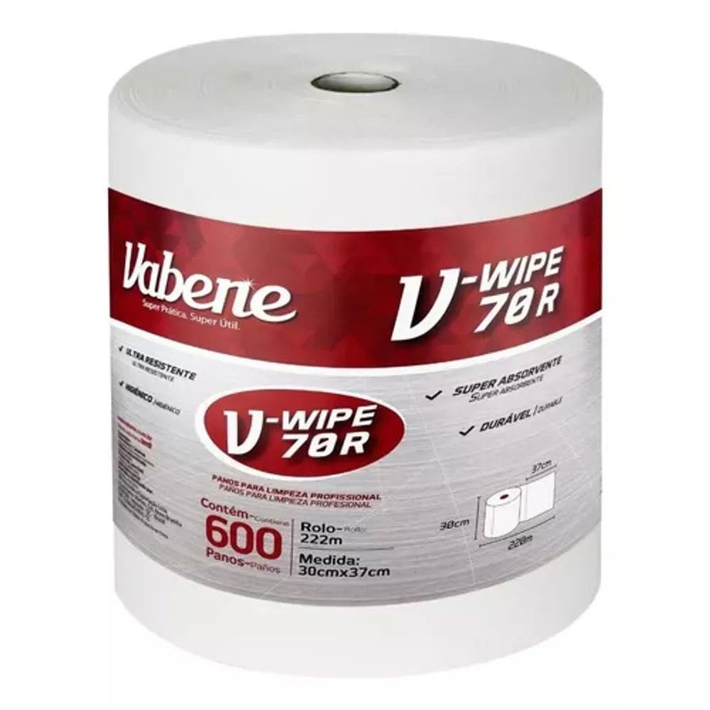 Rolo de Pano Multiuso V-Wipe 70g 30x37cm Branco c/600 - Vabene