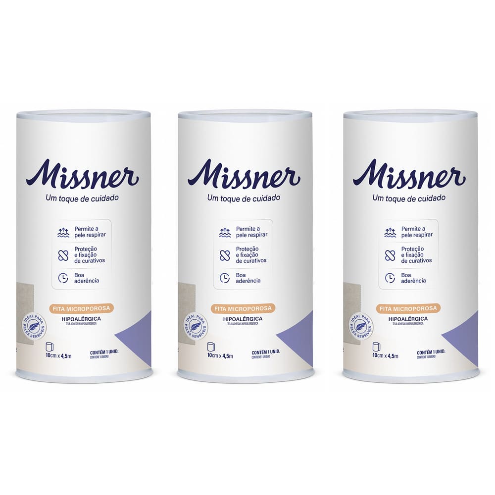 Kit 3 Fita Microporosa Bege 10x4,5 - Missner