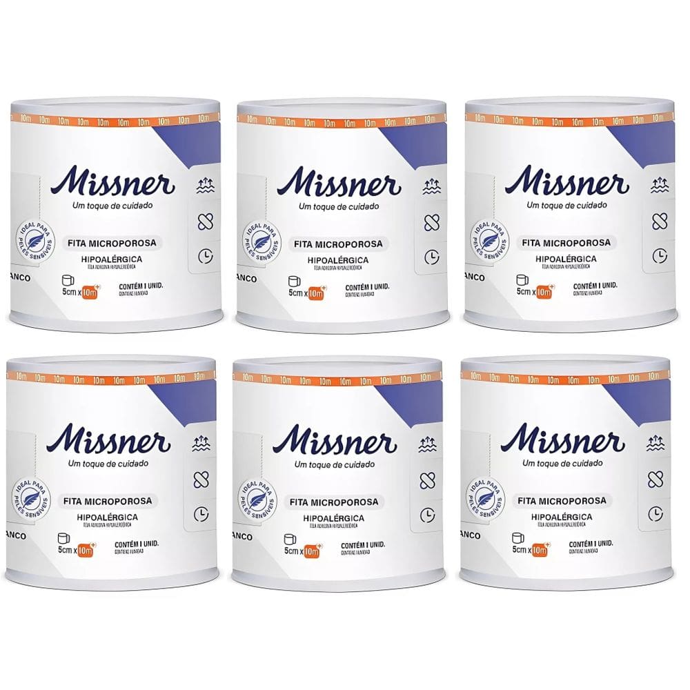 Kit 6 Fita Cirurgica Microporosa Branca 5cm X 10m - Missner