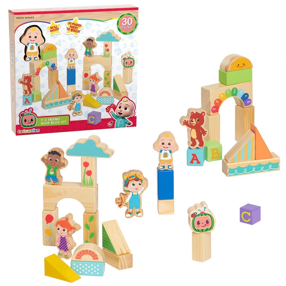 Conjunto de blocos de madeira CocoMelon JJ & Friends 30 peças para 18 meses ou mais