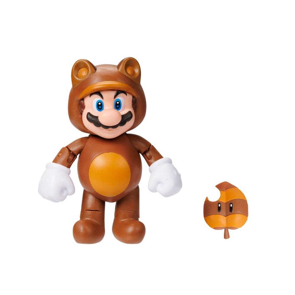 Bonecos de ação Super Mario Tanooki Mario com folha de 10cm