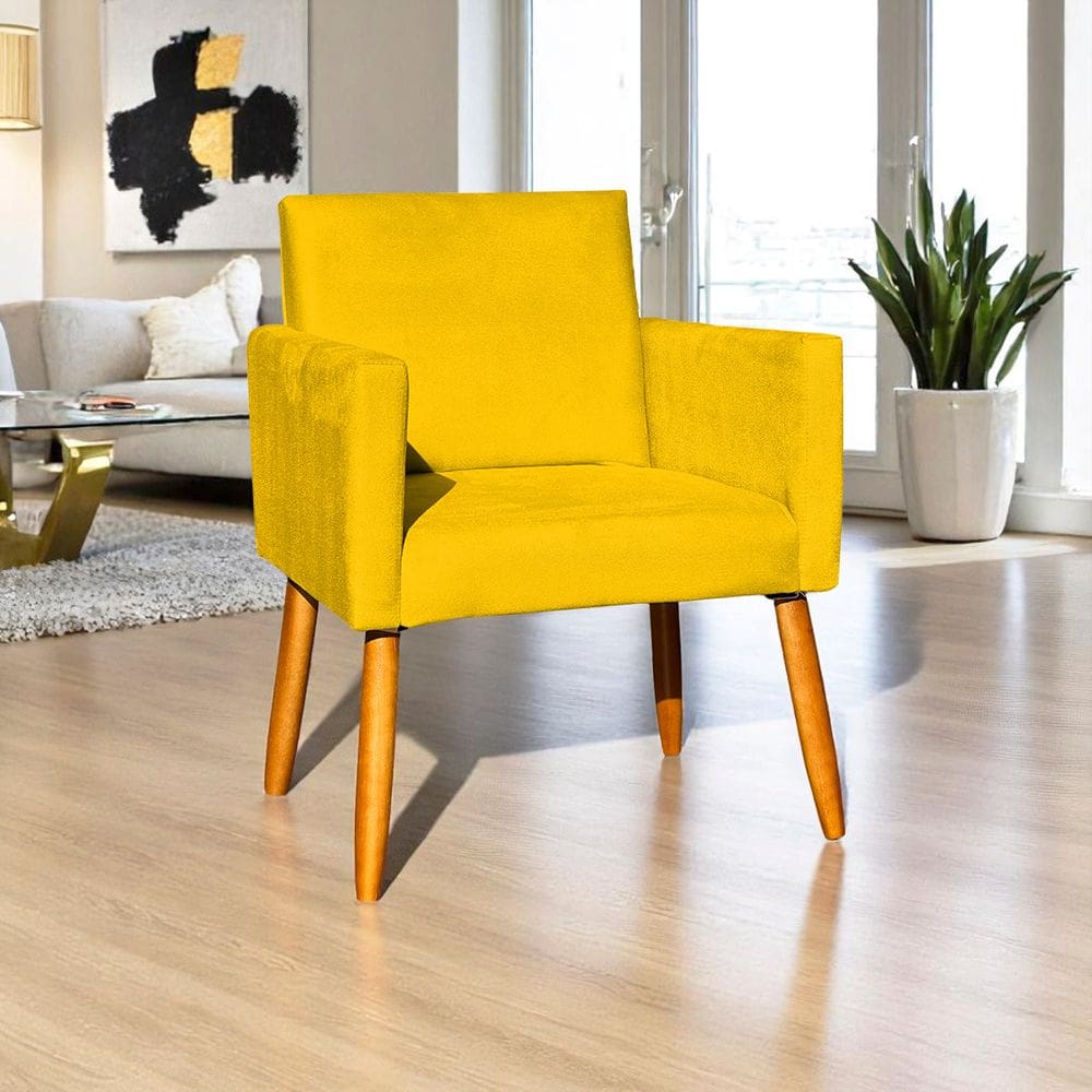 Poltrona Decorativa Para Sala Recepção Consultório Cadeira Nina Suede