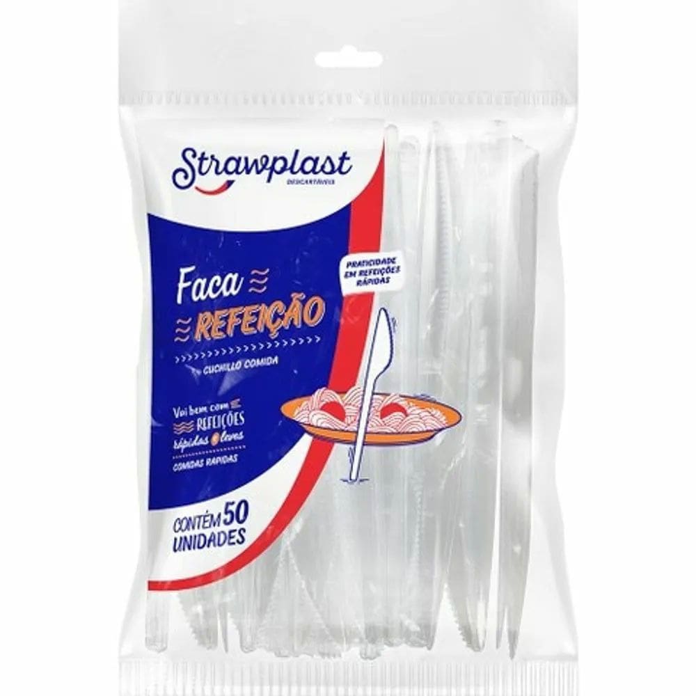 Faca Refeição Cristal c/50 - Strawplast