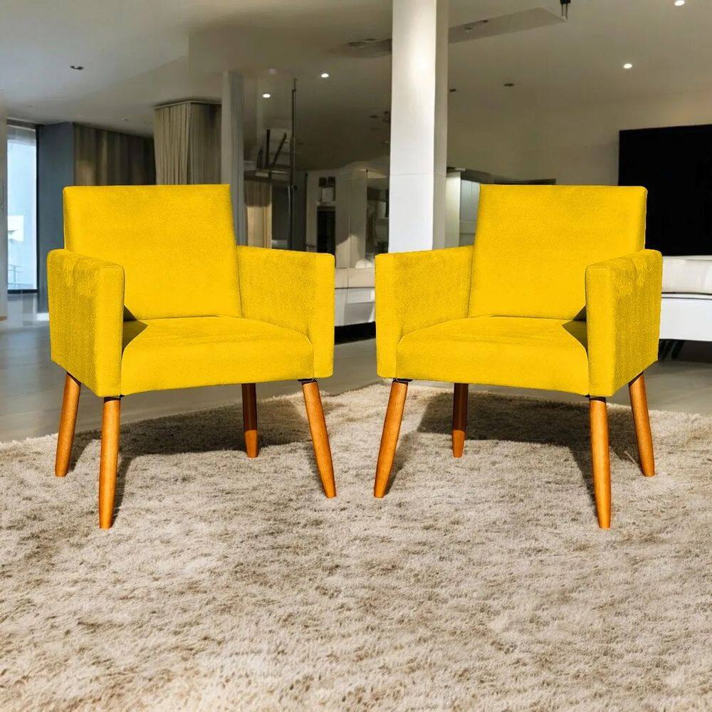 Kit 2 Poltronas Decorativa Para Sala Recepção Consultório Cadeira Nina Suede