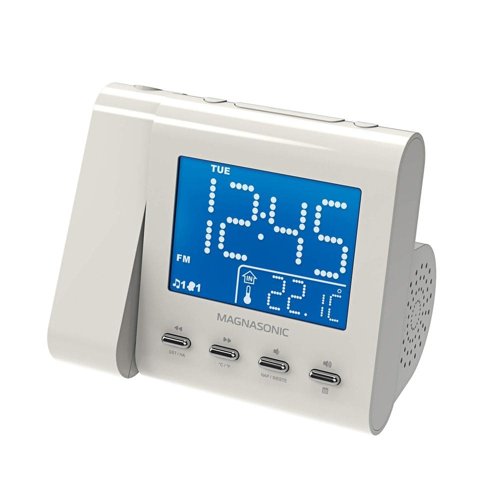 Despertador de projeção Magnasonic EAAC601W com rádio branco