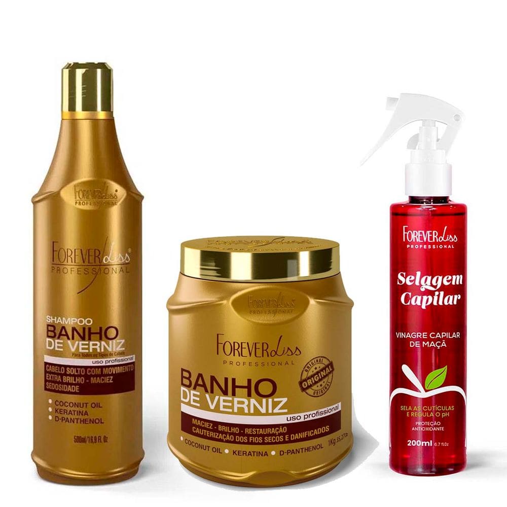 Kit Banho de Verniz e Vinagre de Maçã Forever Liss