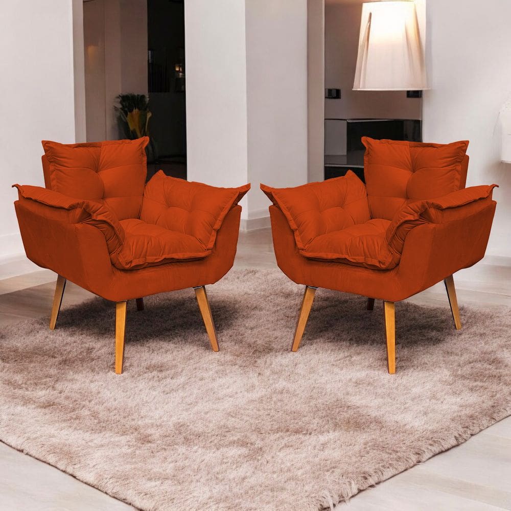 Kit 2 Poltronas Decorativa Para Sala Recepção Manicure Consultório Escritório Alice Suede