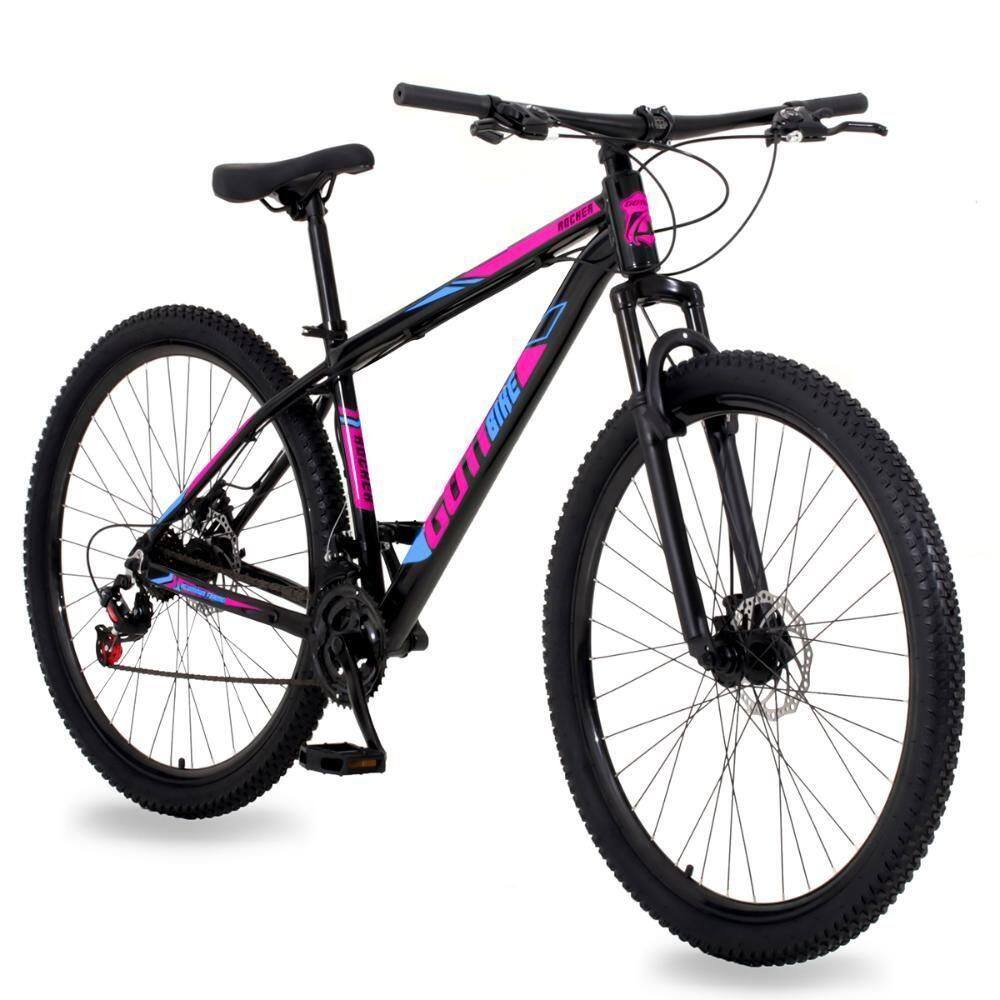 Bicicleta Aro 29 Gott 24 Marchas Câmbio Traseiro Shimano 19 Preto Rosa Azul