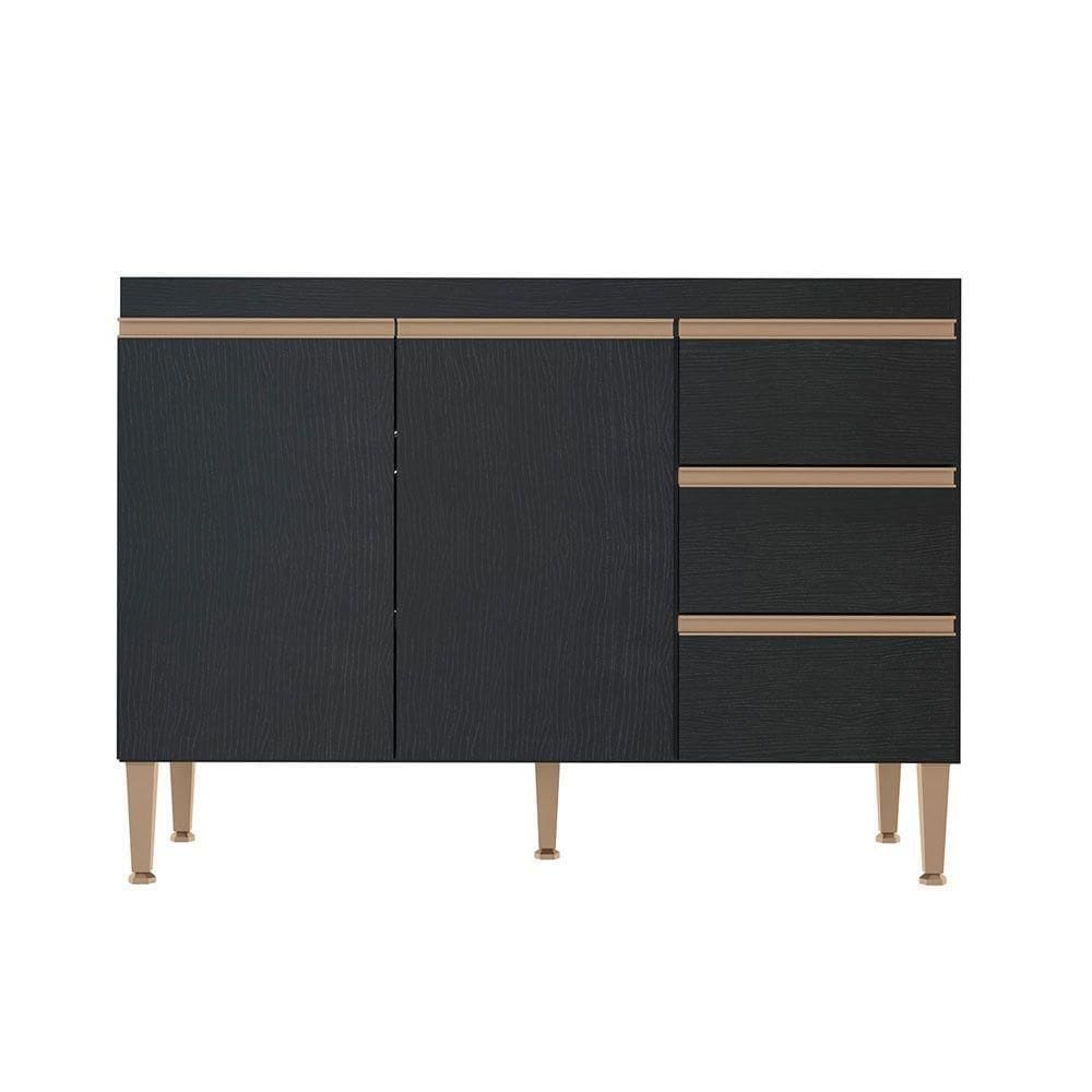 Balcão Pia Cozinha Modulada Sabrina 120x52cm Mdp Menu Móveis Preto