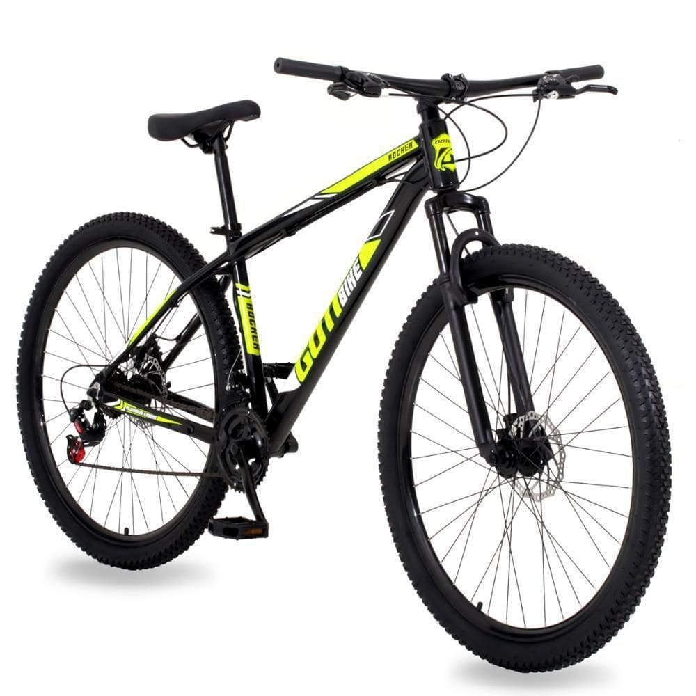 Bicicleta Aro 29 Alumínio 24v Rocker Freio A Disco Susp Gott 17 Preto Amarelo