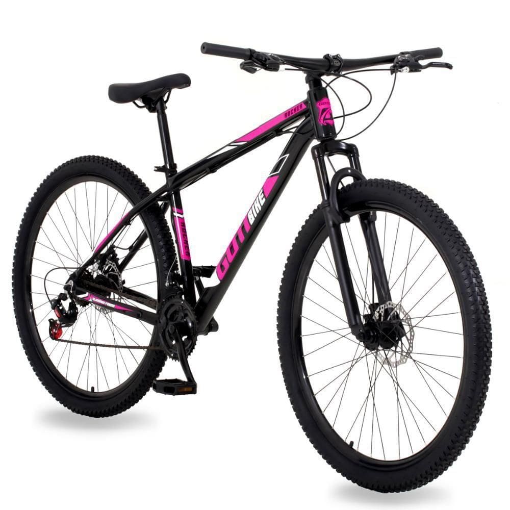 Bicicleta Aro 29 Alumínio 24v Rocker Freio A Disco Susp Gott 17 Preto Rosa