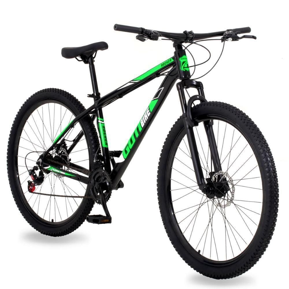 Bicicleta Aro 29 Alumínio 24v Rocker Freio A Disco Susp Gott 21 Preto Verde