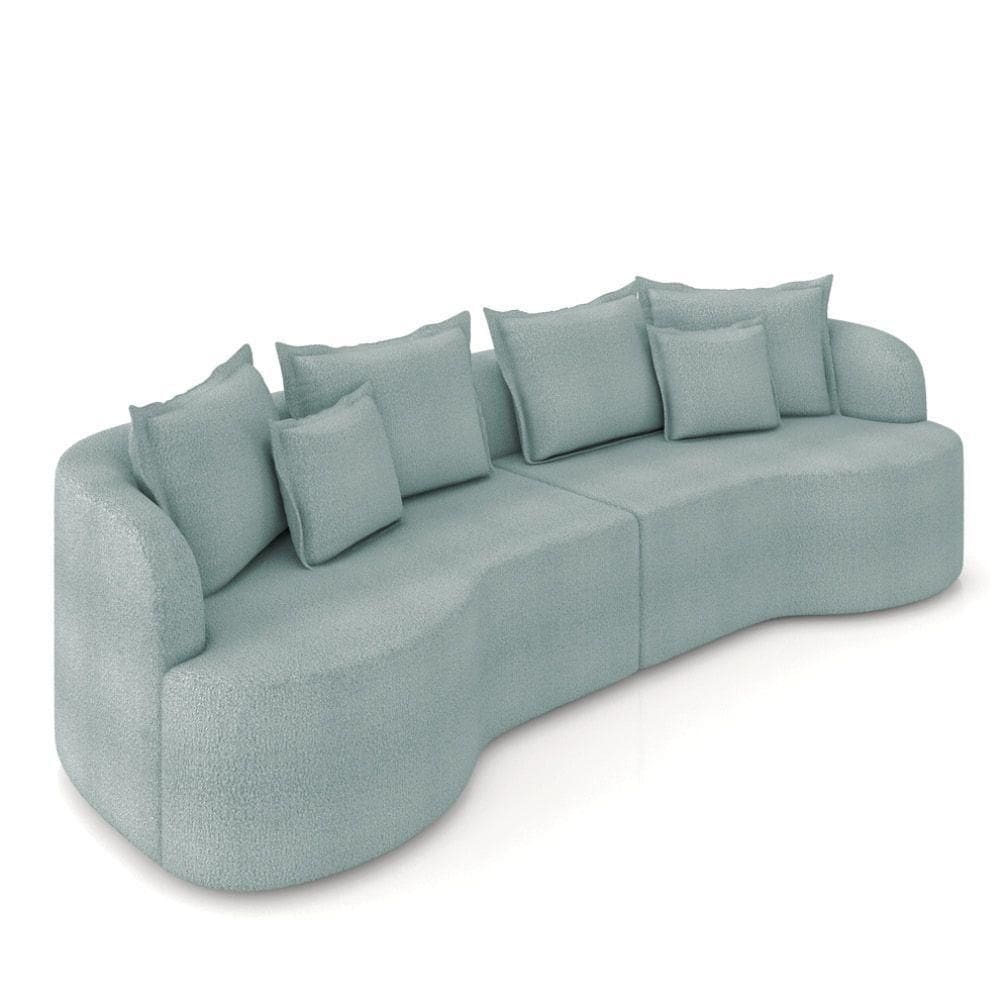 Sofá 5 Lugares Orgânico Living 290cm Mersa Bouclê Azul K01 - D`rossi