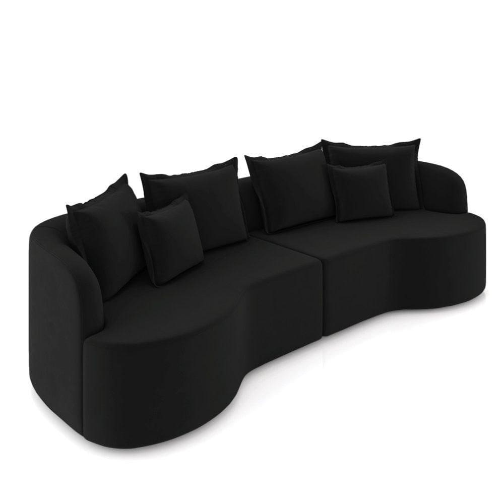 Sofá 5 Lugares Orgânico Living 290cm Mersa Veludo Preto K01 - D`rossi