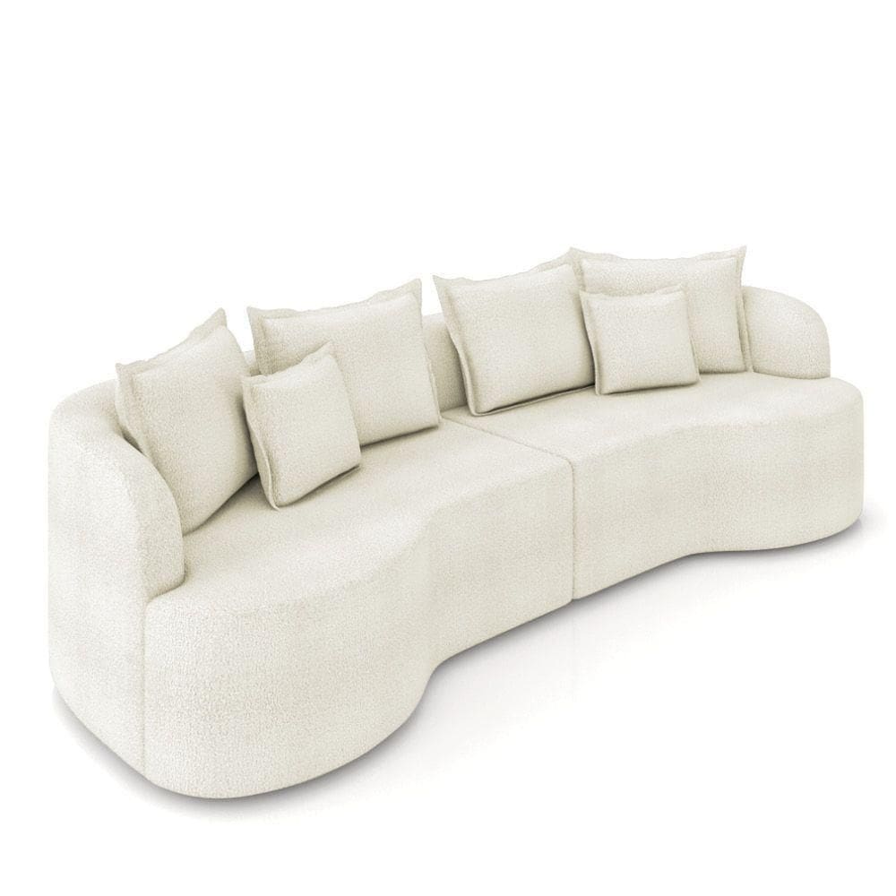 Sofá 5 Lugares Orgânico Living 290cm Mersa Bouclê Bege K01 - D`rossi