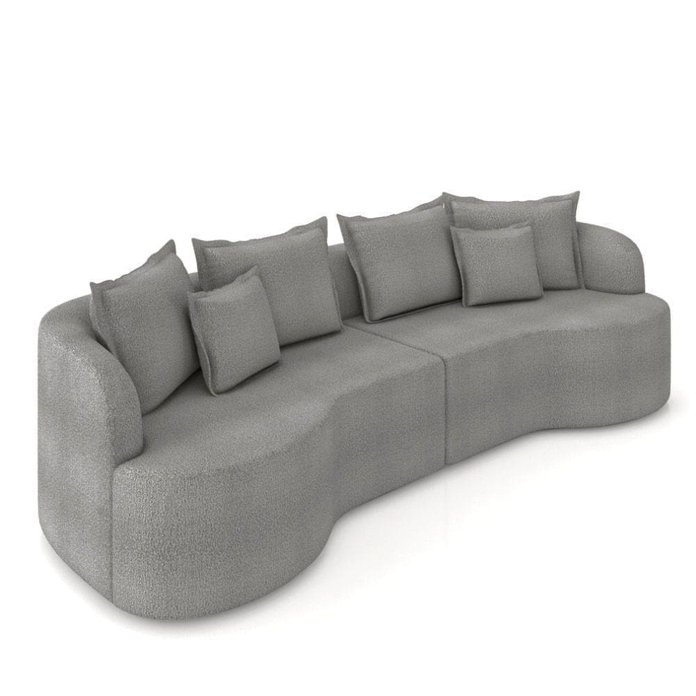 Sofá 5 Lugares Orgânico Living 290cm Mersa Bouclê Cinza K01 - D`rossi