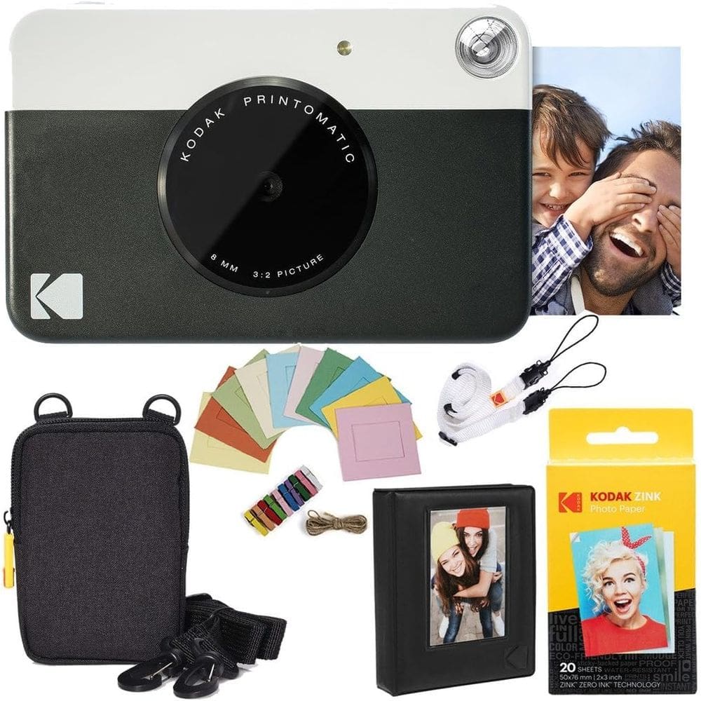 Câmera instantânea Kodak Printomatic Black + Zink Paper 20 folhas