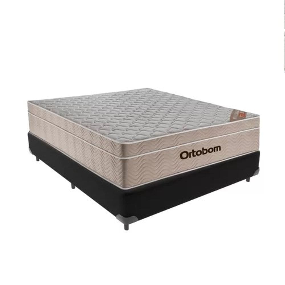 Cama Box Base Casal Marrom Preto Colchão Molas Ensacadas Airtech SpringPockt 138x188x25 - Ortobom
