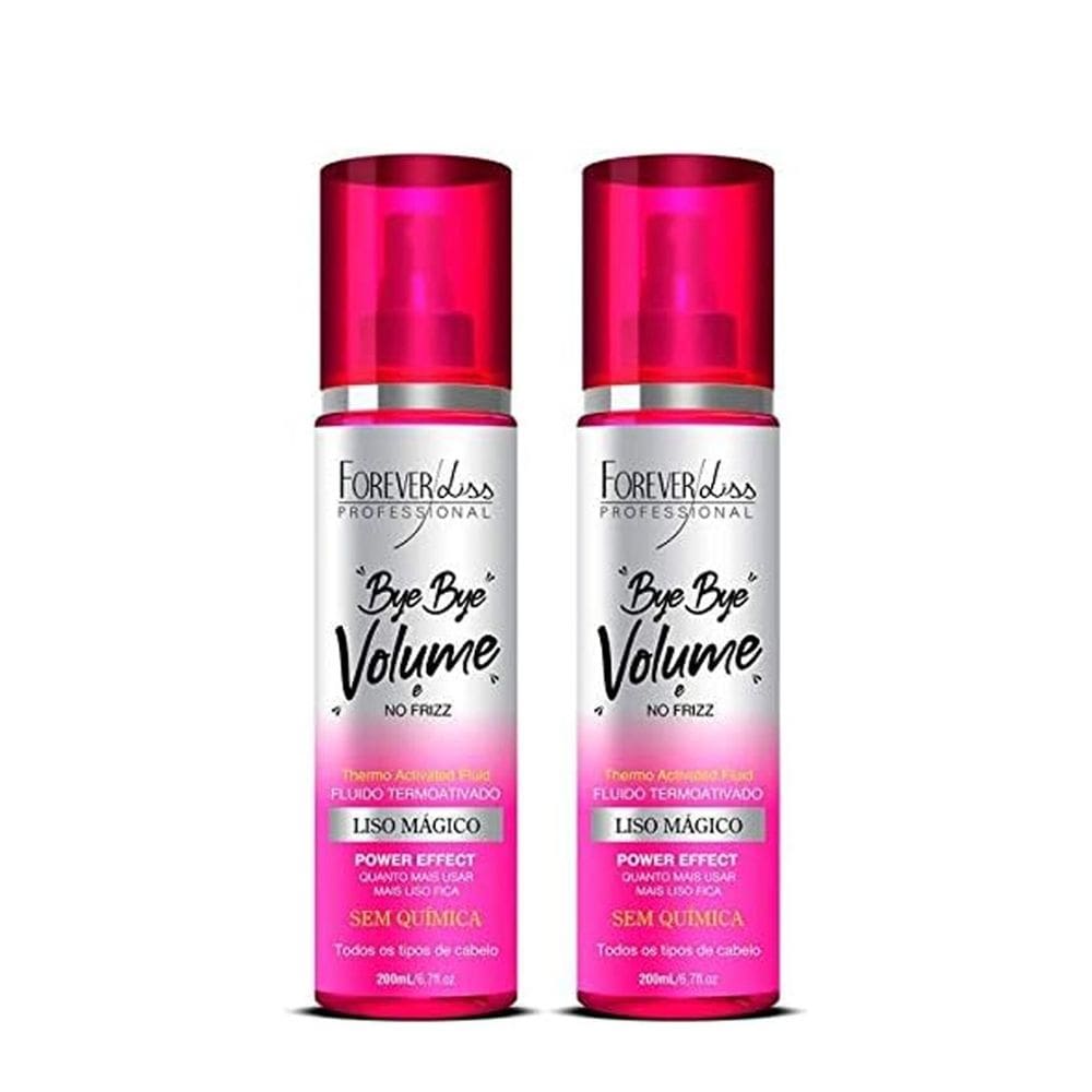 Kit 2 Bye Bye Volume No Frizz Liso Mágico Forever Liss 200ml