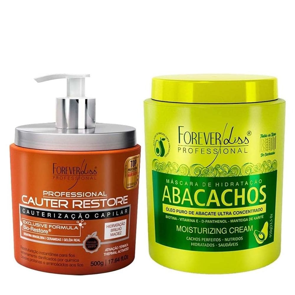 Kit Mascara Capilar Cauter e Máscara Abacachos Forever Liss