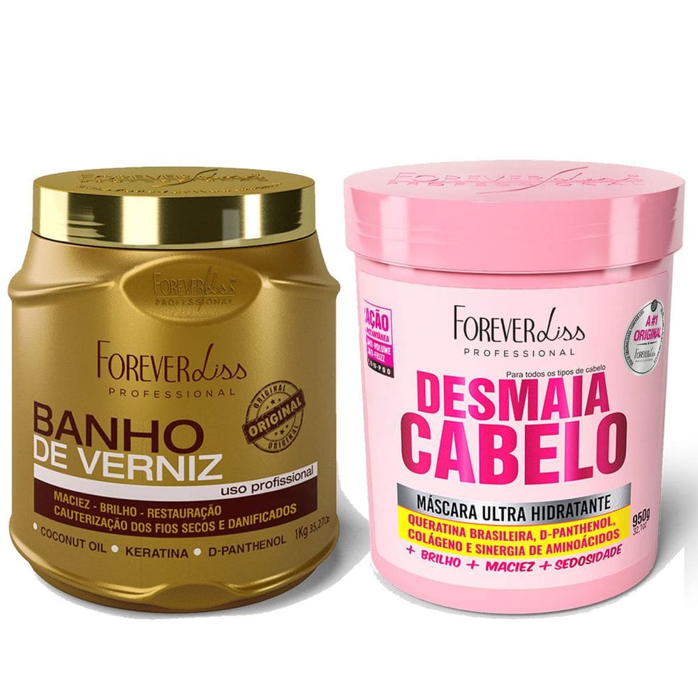 Kit Masc. Banho de Verniz e Desmaia Cabelo Forever Liss 1Kg