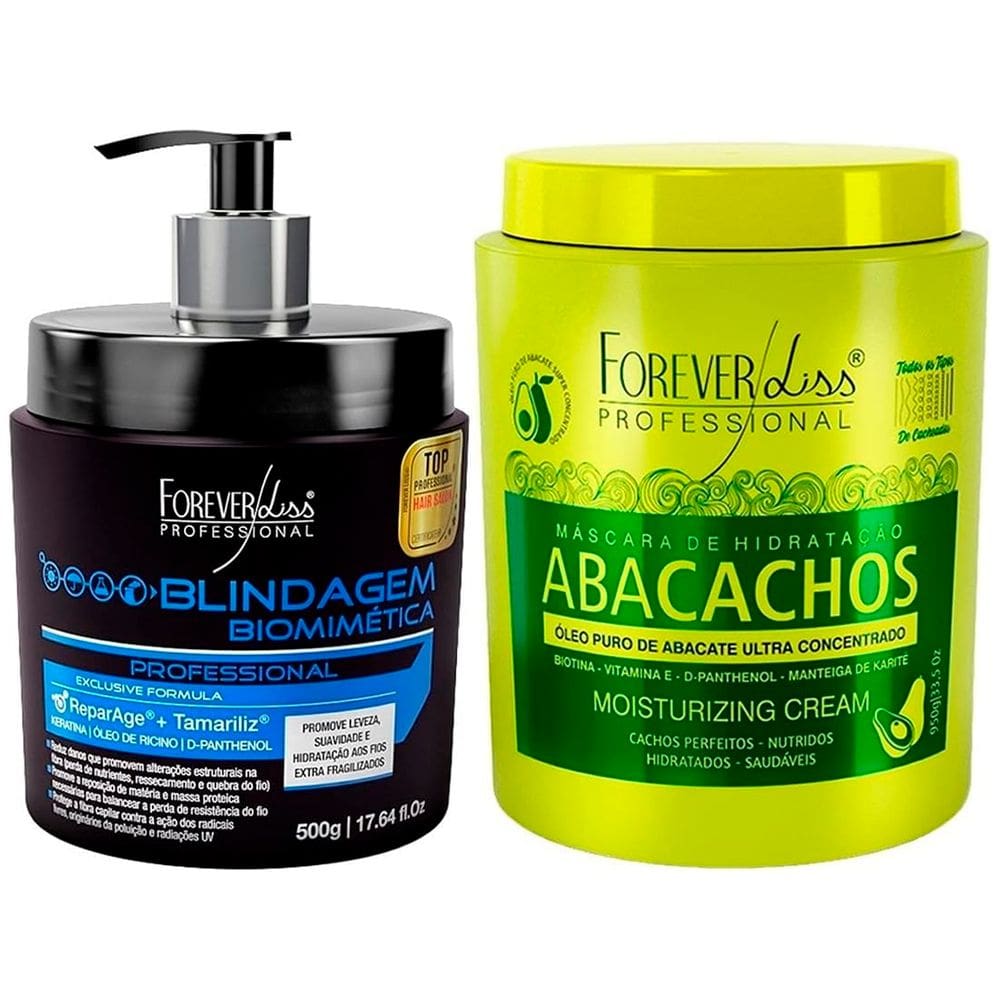 Kit Masc. Blindagem Capilar e Masc. Abacachos Forever Liss
