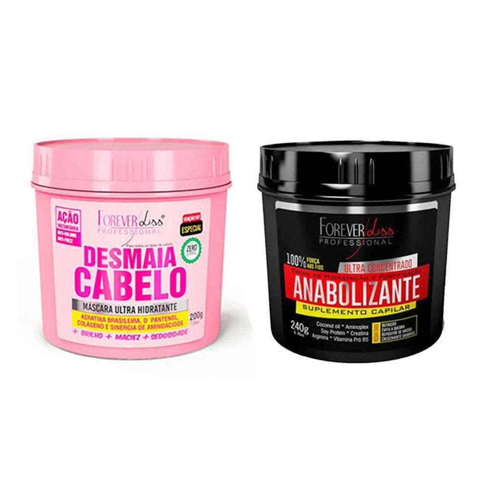 Masc. Desmaia Cabelo 200g e Anabolizante 240g Forever Liss