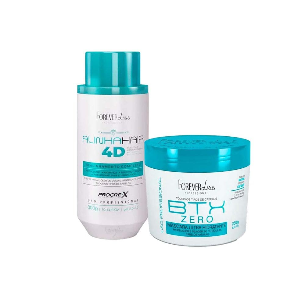 Kit AlinhaHair 4D 300ml e Máscara Vol Zero 250g Forever Liss