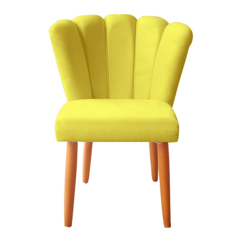 Cadeira Jantar Reforçada Decorativa Pétala Suede Amarelo