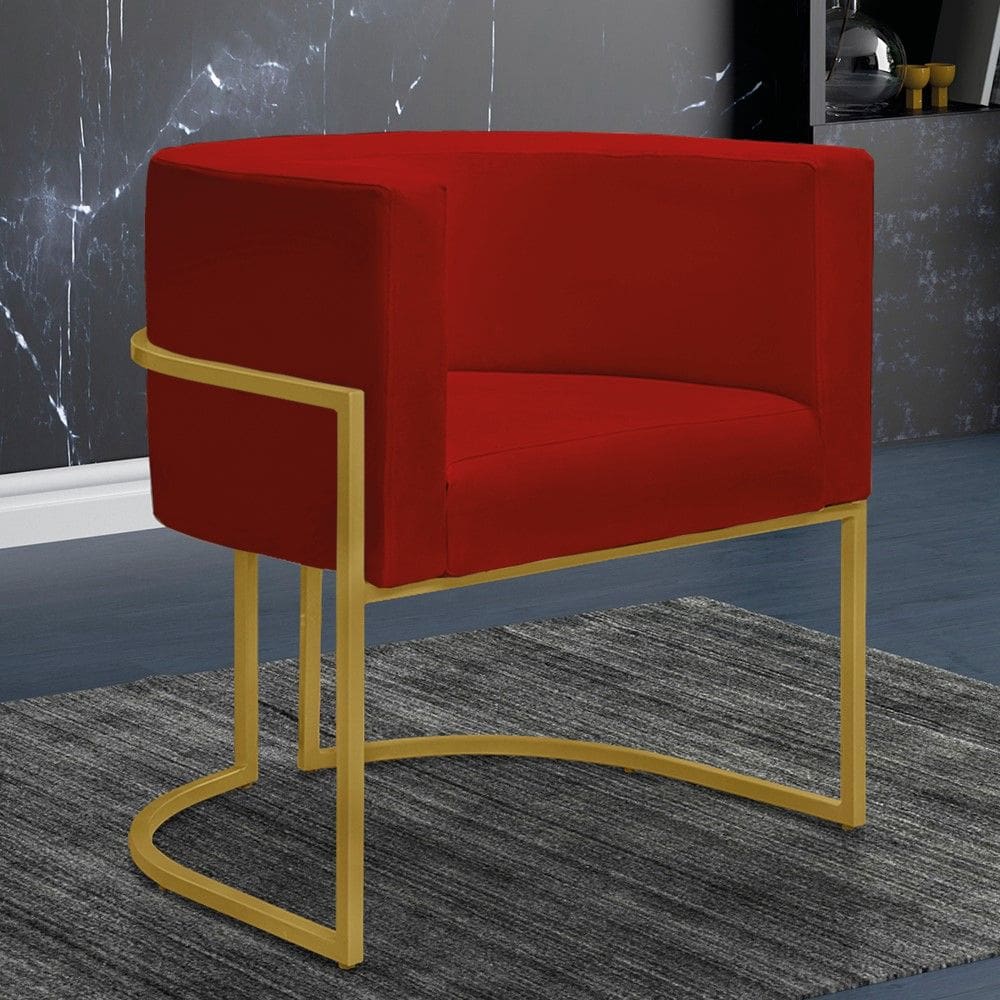 Poltrona Decorativa Nayara Base Ferro Dourado Suede Marsala