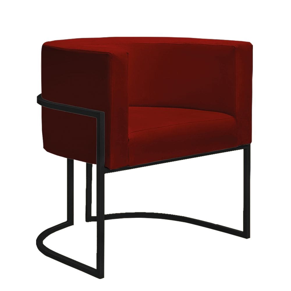 Poltrona Decorativa Nayara Base Ferro Preto Suede Marsala