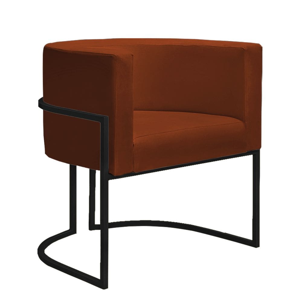 Poltrona Decorativa Nayara Base Ferro Preto Suede Terracota