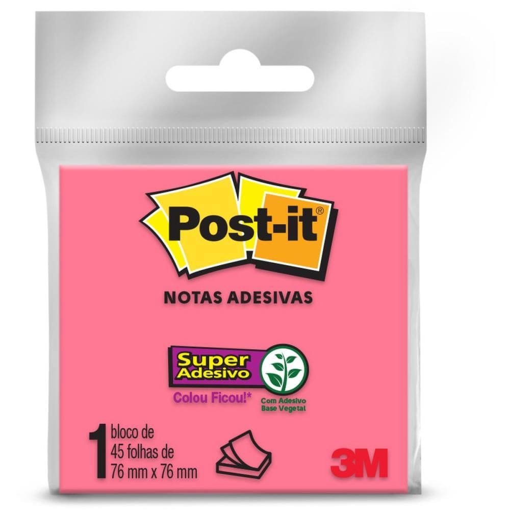 Bloco De Recado Post-it 76x76mm Rosa 45fls. - 3m