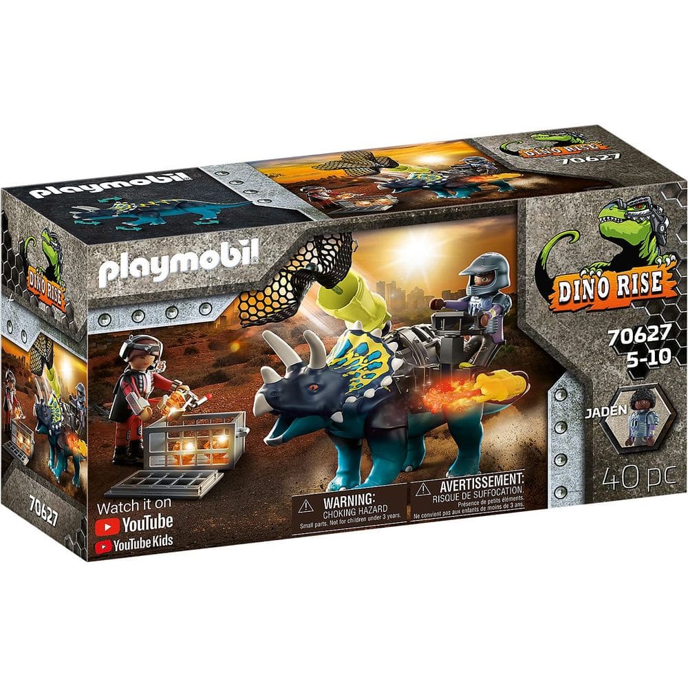 Toy Playmobil Dino Rise Triceratops Battle com pedras