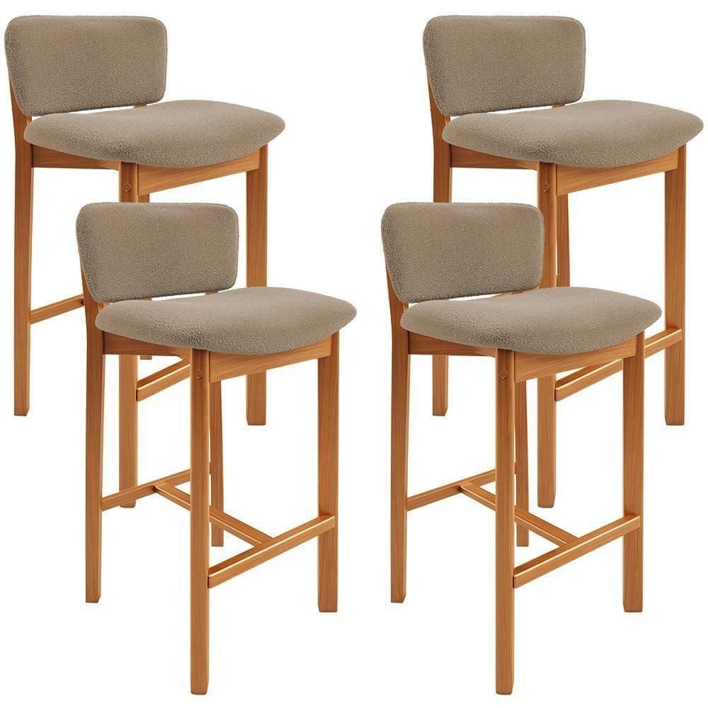 Kit 04 Banquetas Alta Para Cozinha Sala De Jantar Bar Dara L02 Bouclê Bege - Lyam Decor