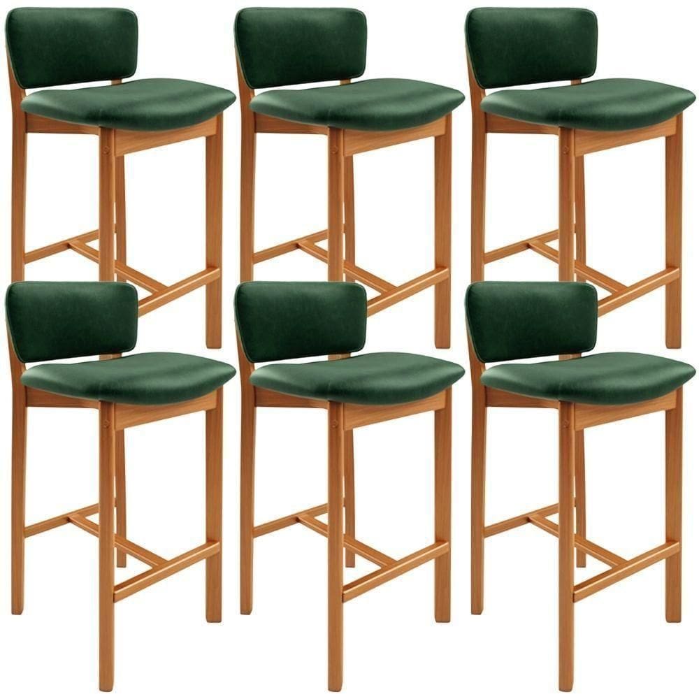 Kit 06 Banquetas Alta Para Cozinha Sala De Jantar Bar Dara L02 Couríssimo Verde Musgo - Lyam Decor