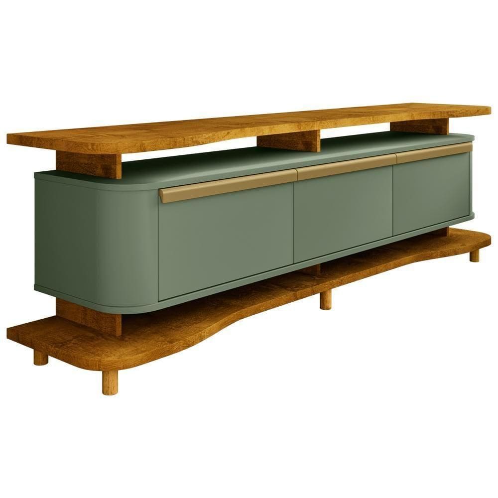 Rack Para Sala De Estar 75 Pol Orgânico Maui B02 Naturalle Pistache - Lyam Decor
