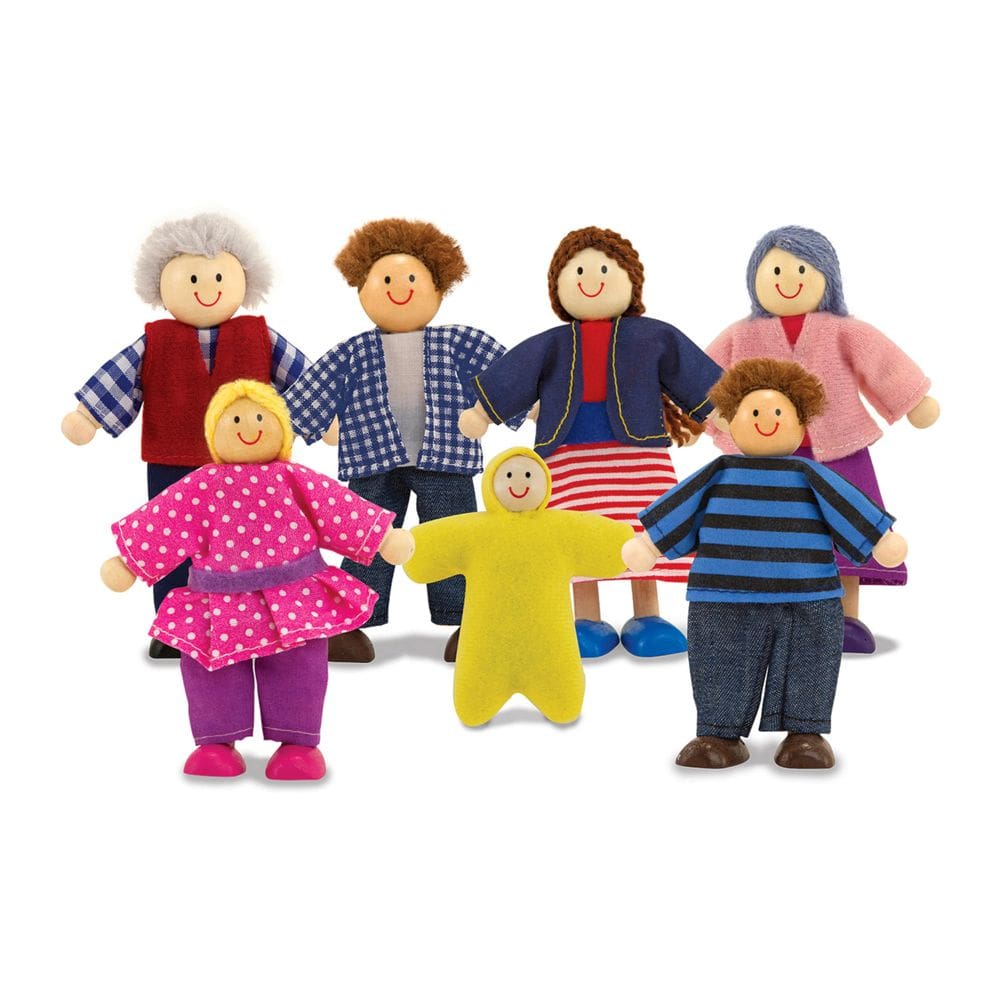 Doll Family Melissa & Doug Poseable de madeira, 7 peças
