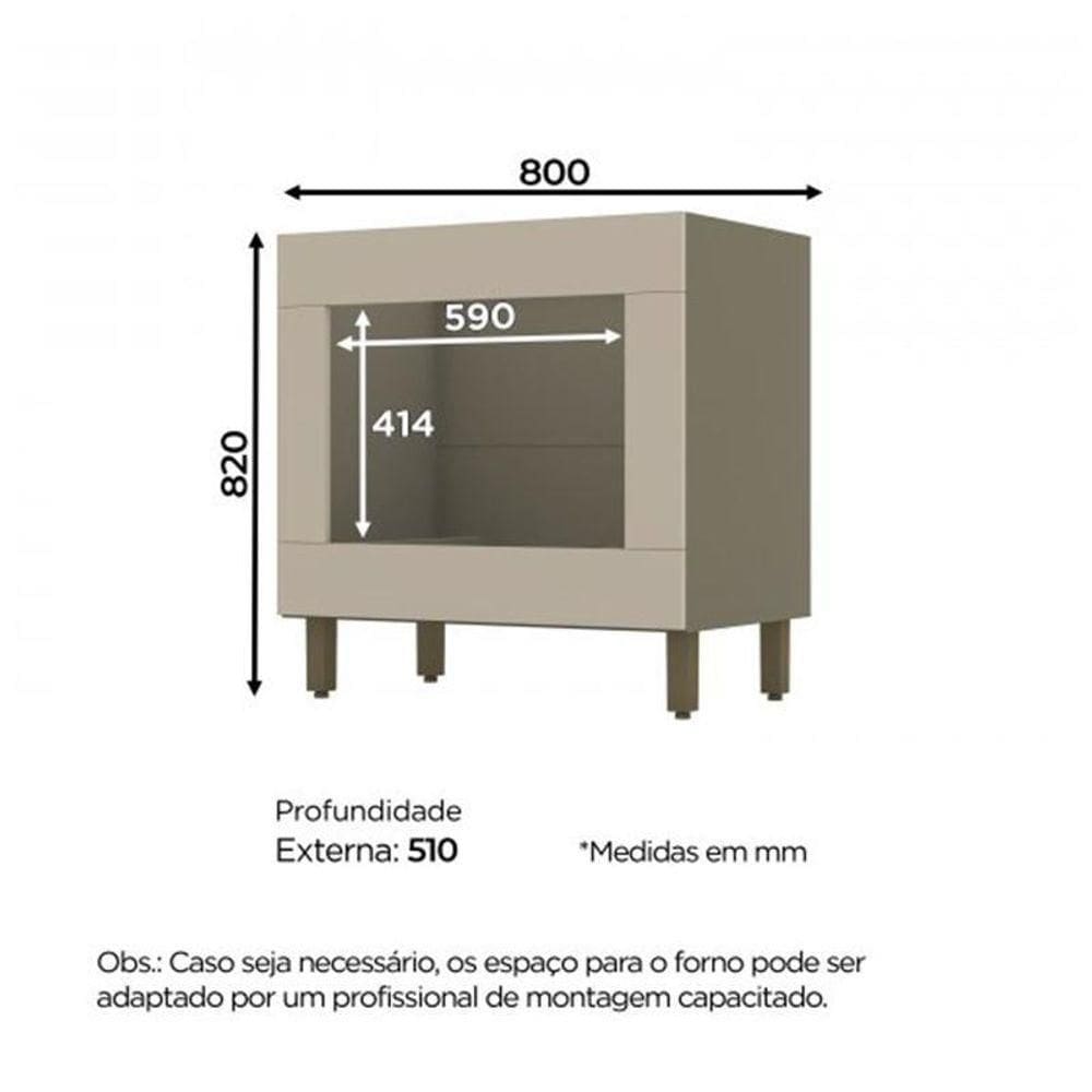 Balcão Forno Embutir Connect Duna-cristal - Móveis Henn Duna-cristal