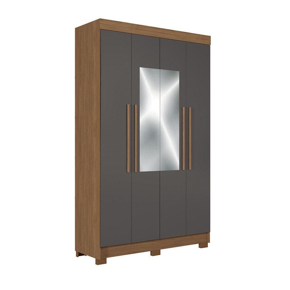 Guarda-roupa Casal 130cm 4 Pt 2 Gv C Esp Homero Estilo Mm Jatoba/grafitte