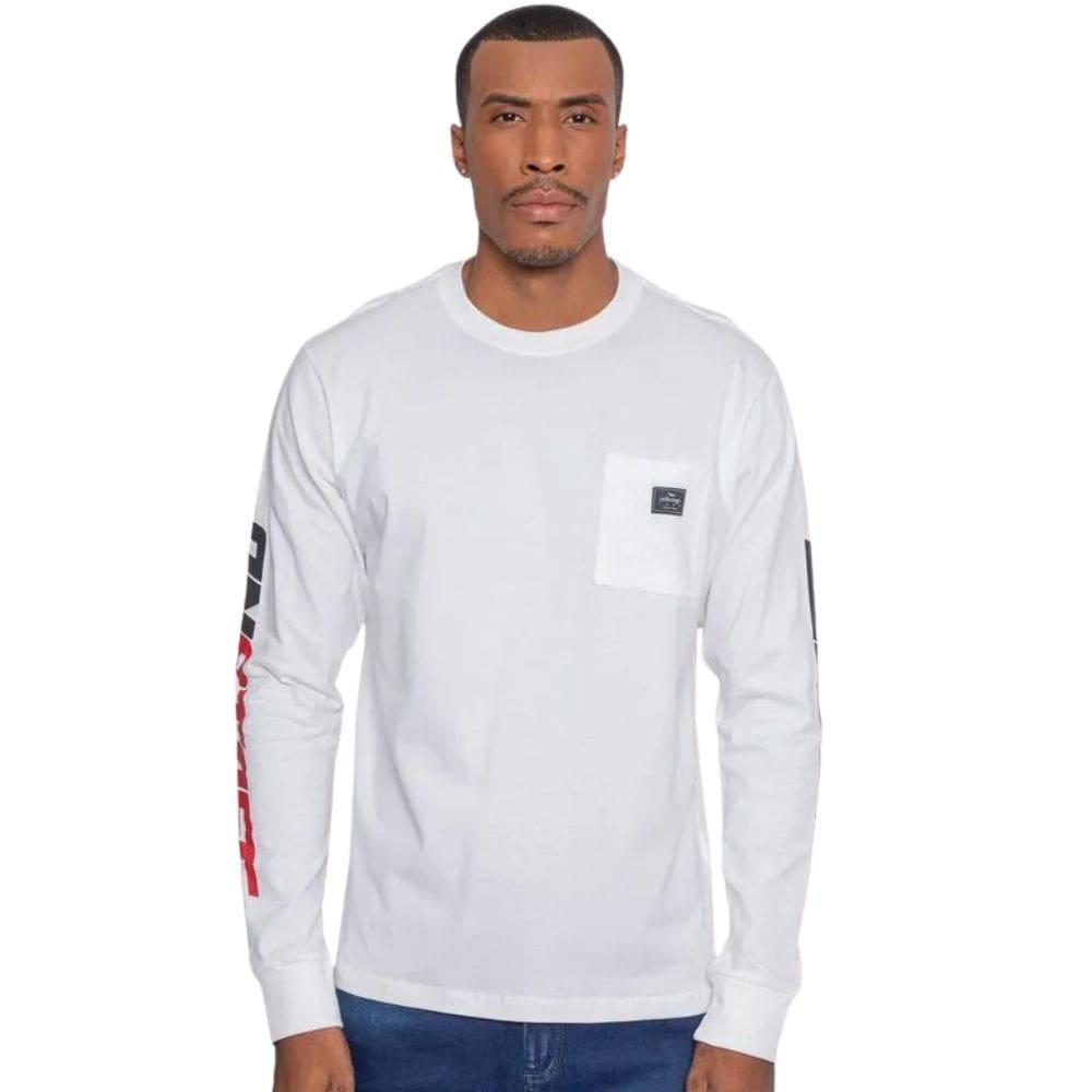 Camiseta Masculina Onbongo Manga Longa Branco Off ON377