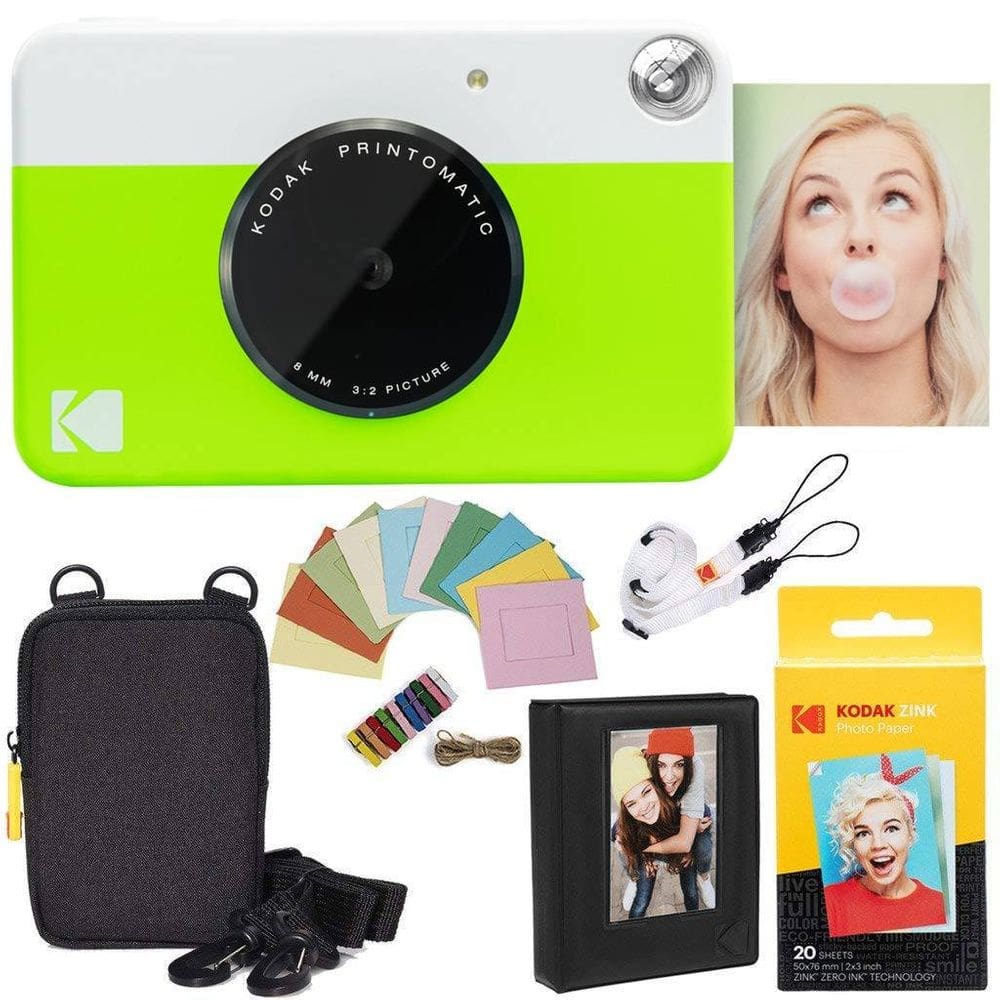 Câmera instantânea Kodak Printomatic Green com papel de zinco 20 folhas